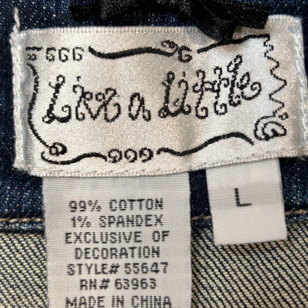 Live A Little Women’s Vintage Peacock Embroidered Denim Jacket L Y2K Floral - Picture 10 of 10